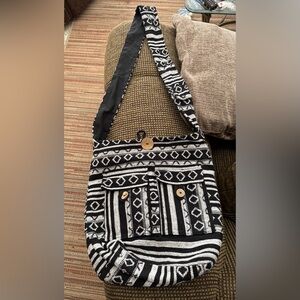 Tribe Azure Black & White Hobo Tote Bag